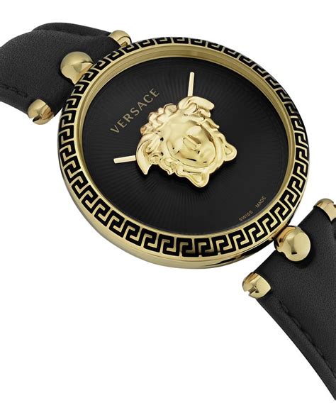 Versace Women's Palazzo Empire Black Leather Strap Watch 